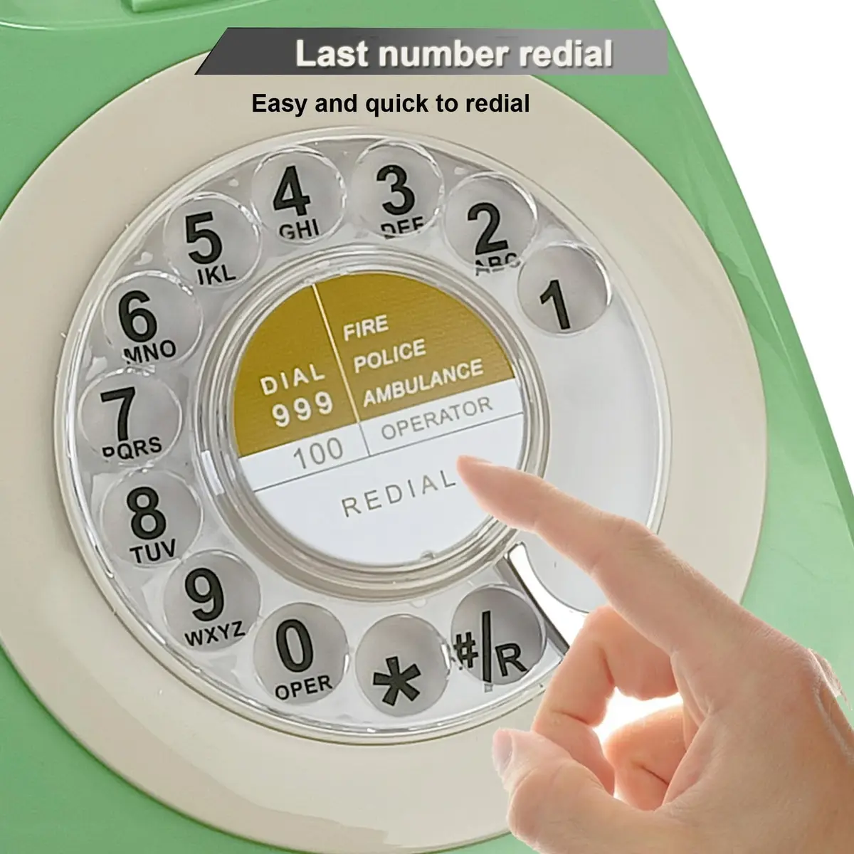 Benotek Vintage Retro Rotary Dial Landline Phone | Classic 1980s European Style, Bright Colors, Durable, Plug & Play, Ideal for Home & Office - view 6