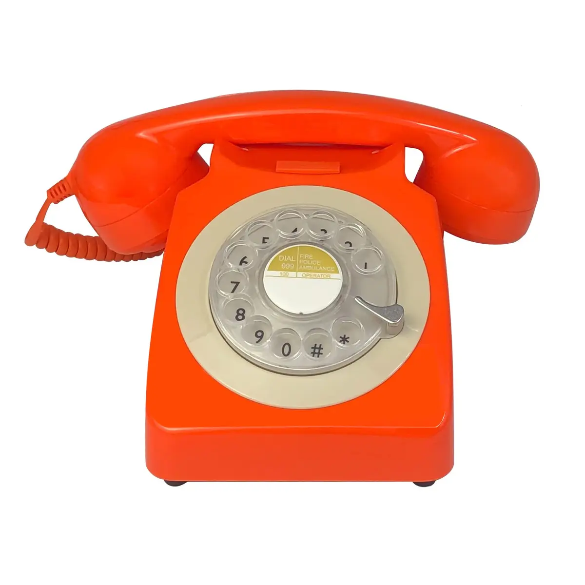 Benotek Rotary Dial Telephone Classic Metal Bell, 20.9cm (8.2in) Orange | Plug-and-Play Landline Phone with Redial - view 2