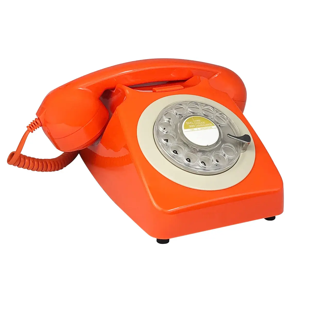 Benotek Rotary Dial Telephone Classic Metal Bell, 20.9cm (8.2in) Orange | Plug-and-Play Landline Phone with Redial - view 3