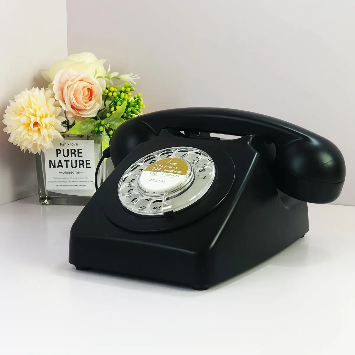 Benotek Black Rotary Dial Landline Phone 25cm (10in) | Classic 1980s Retro Style - view 2