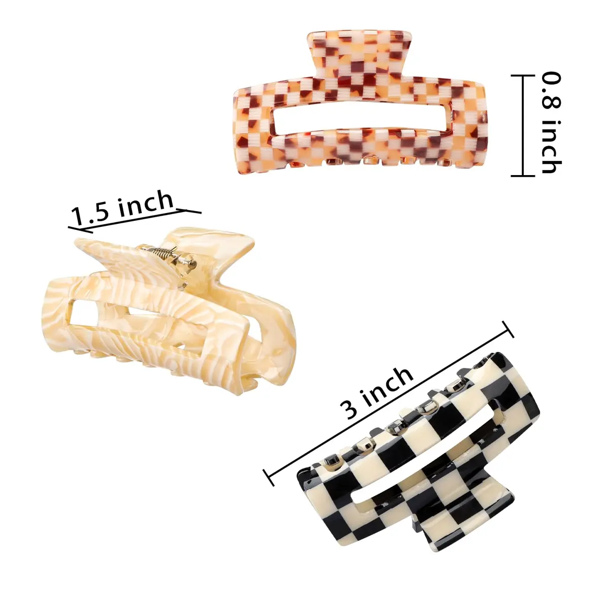 Magicsky Checkered Hair Claw Clips for Women Thick & Thin Hair, 4 Pack | Elegant & Durable - view 2