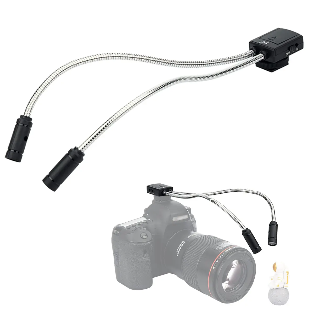 JJC 10" Long Portable Shoe-Mount LED Macro Arm Light | 26cm (10") Total Length, 23cm (9.1") Flexible Arm - main product image