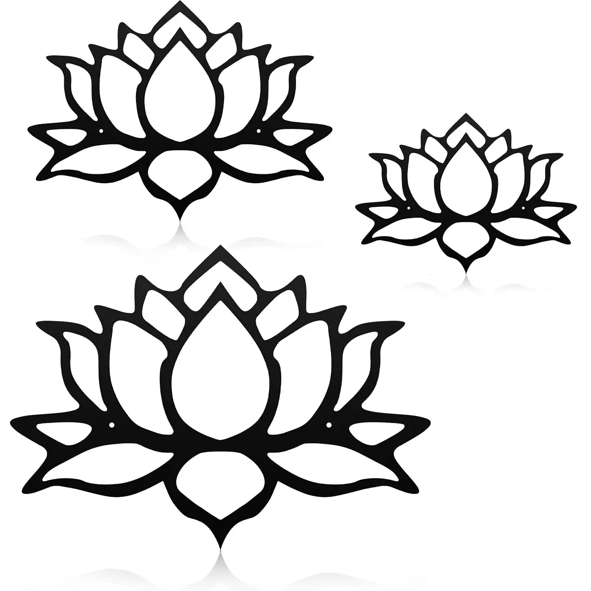 Ferraycle Black Metal Lotus Flower Wall Decor Set | 30 cm (11.8 inch) Diameter - view 7