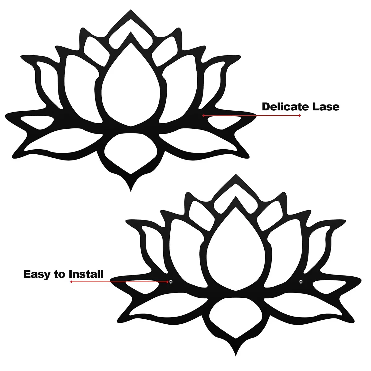 Ferraycle Black Metal Lotus Flower Wall Decor Set | 30 cm (11.8 inch) Diameter - view 2
