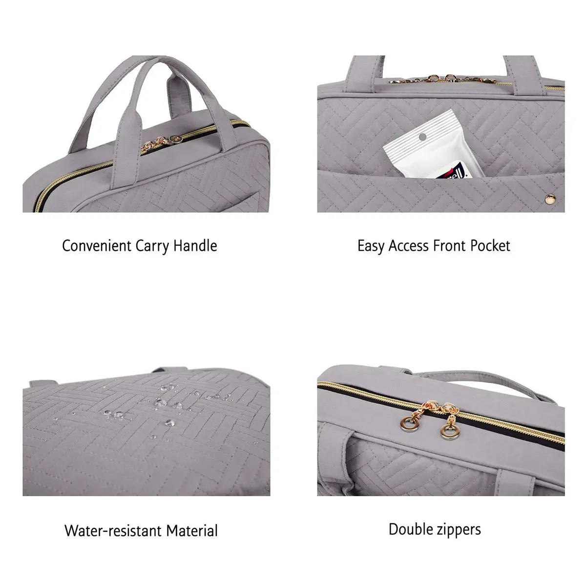 BAGSMART Water-Resistant Toiletry Bag with Hanging Hook, Large Grey Travel Organizer for Accessories & Full-Size Toiletries - view 6