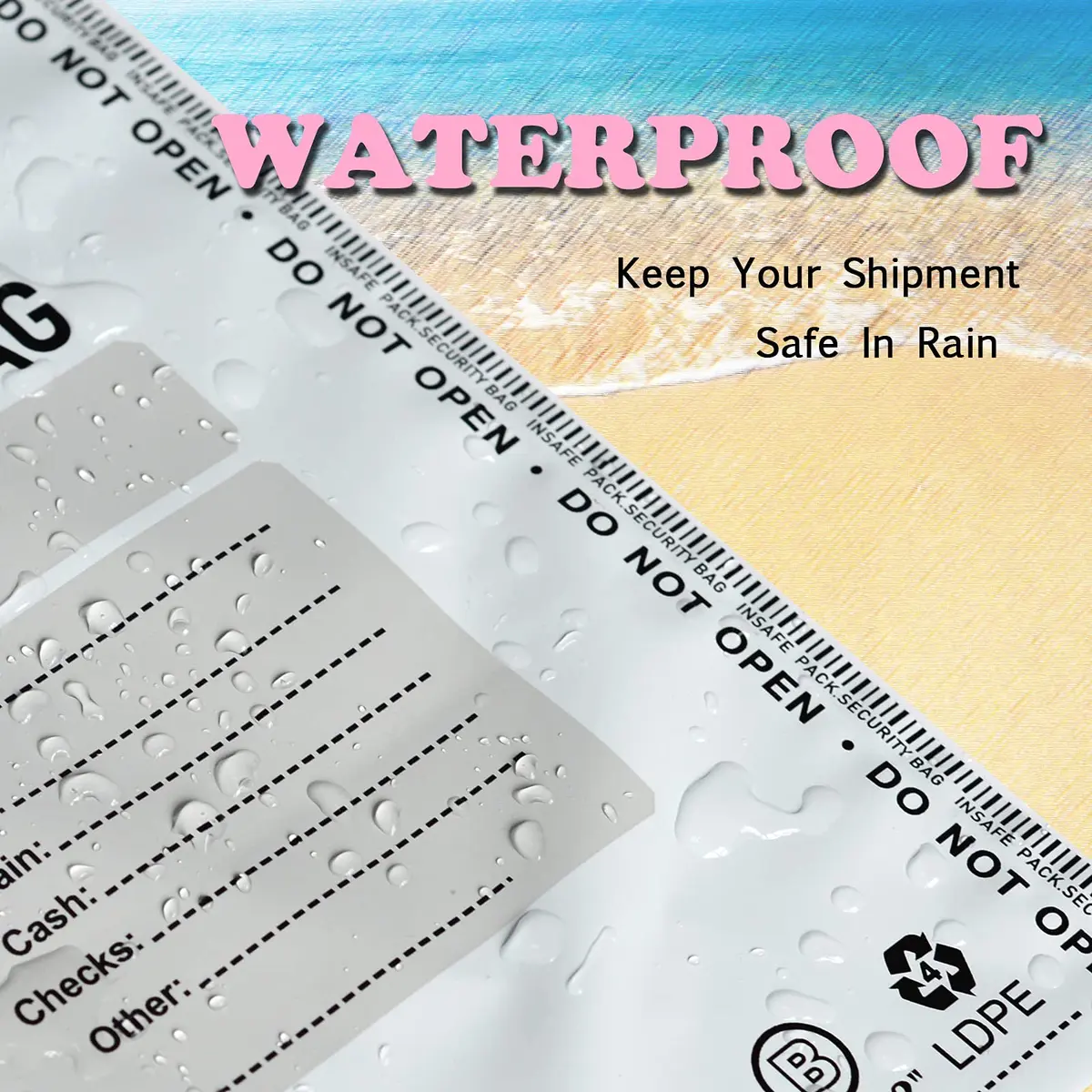 IN SAFE PACK 9"x12" Tamper Evident Deposit Bags (100 Count) | High Security Self-Seal Plastic Bags - view 2