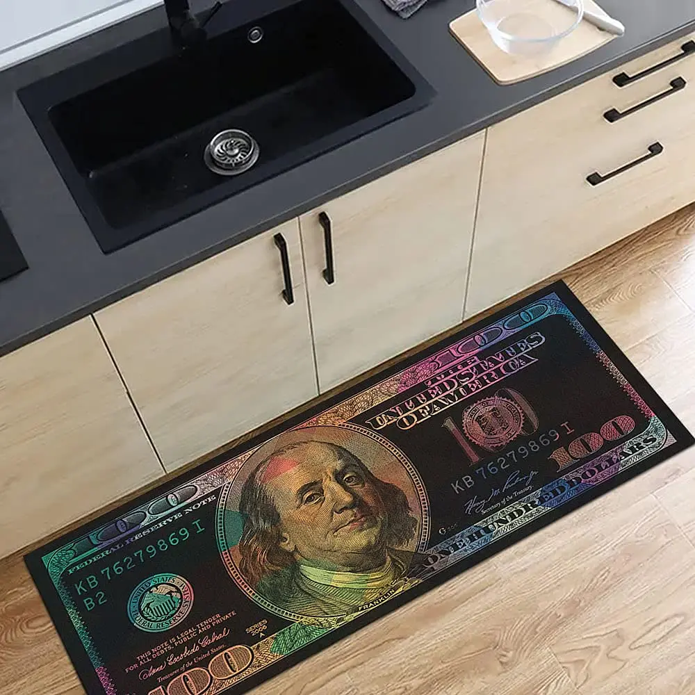 GUBIYU Money Rugs 100 Dollar Bill Area Runner Rug 59x23.5 inches | Nonslip Rubber Backed Floor Mat - view 3