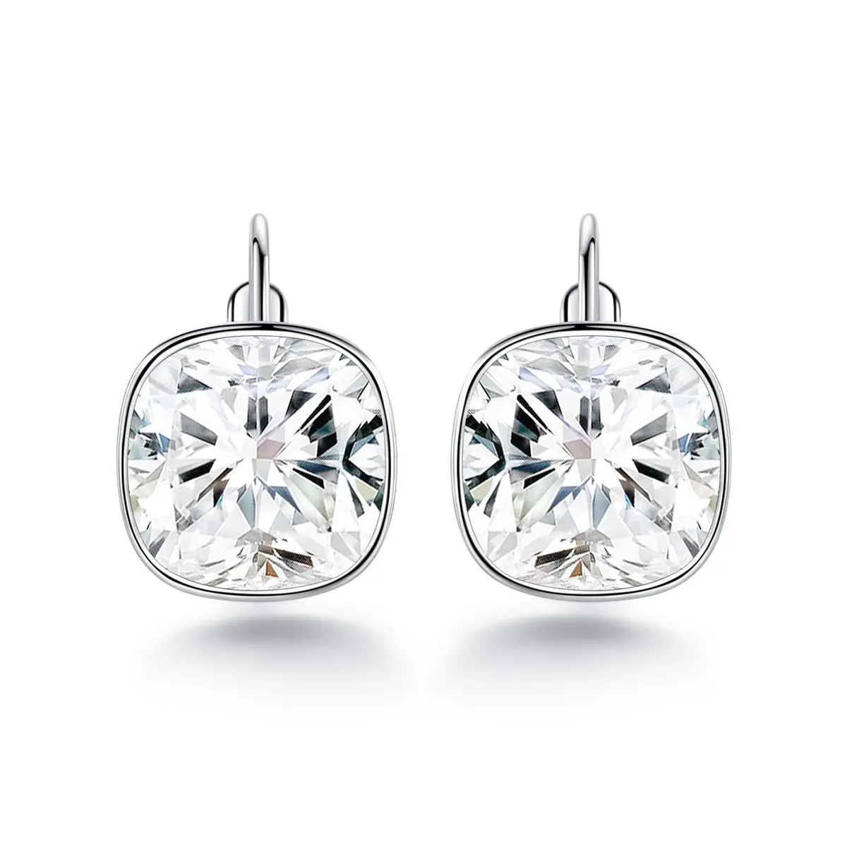MDFUN White Bella Crystal Drop Earrings 12 mm (0.47 in) | Hypoallergenic 18K White Gold Plated Jewelry for Women - main product image