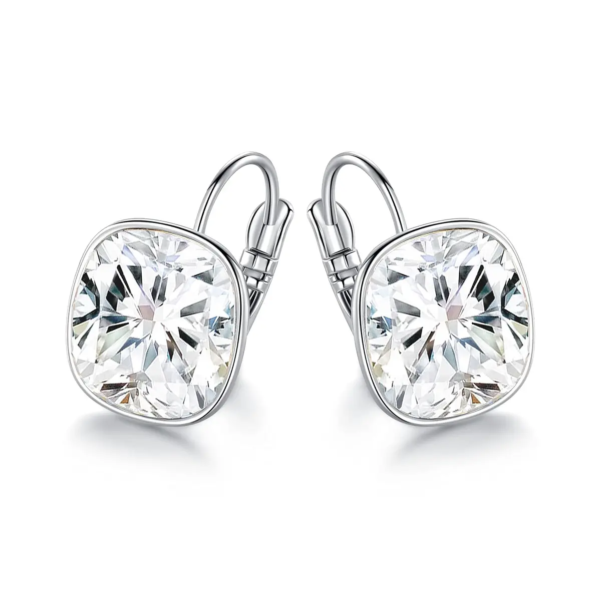 MDFUN White Bella Crystal Drop Earrings 12 mm (0.47 in) | Hypoallergenic 18K White Gold Plated Jewelry for Women - view 6