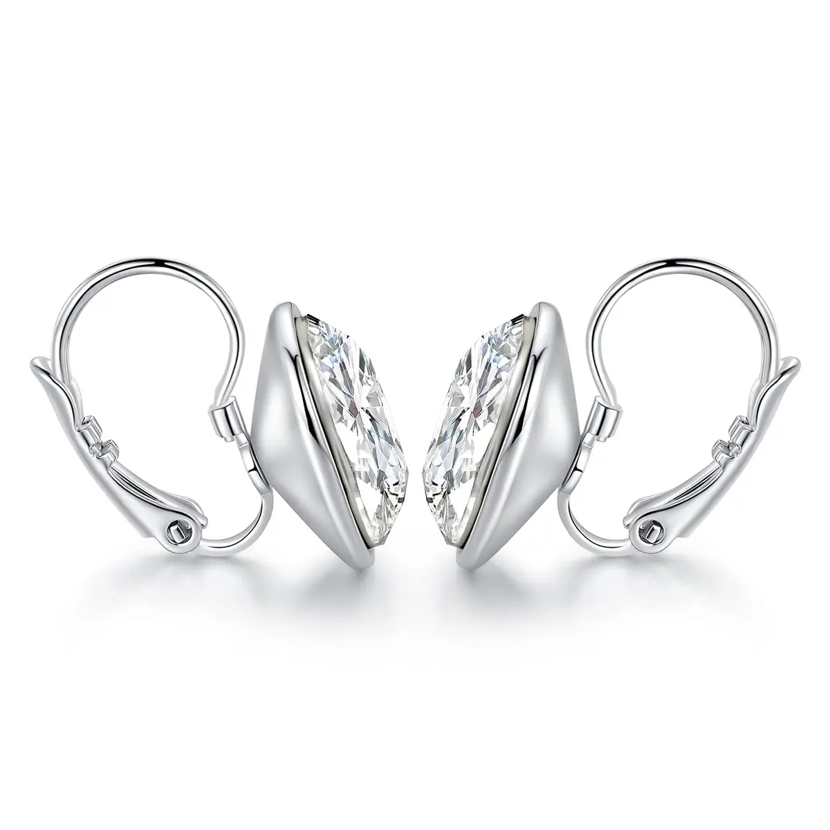 MDFUN White Bella Crystal Drop Earrings 12 mm (0.47 in) | Hypoallergenic 18K White Gold Plated Jewelry for Women - view 7