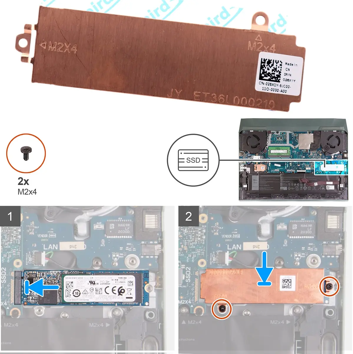 N\A M.2 2280 SSD Heatsink Thermal Shield with Support Bracket for Dell G15 5510 Series | Compatible Cooling Solution - view 5
