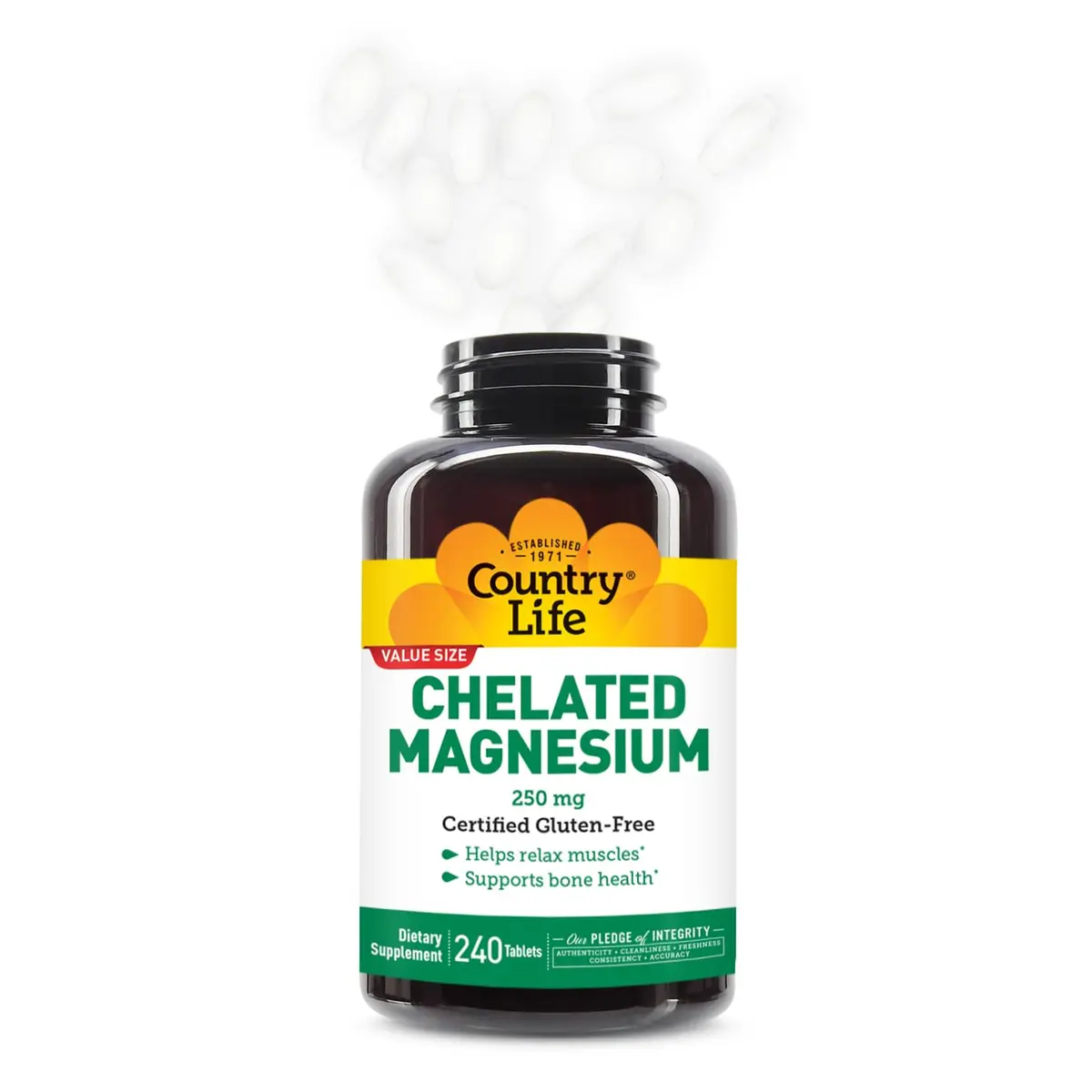 Country Life Chelated Magnesium 250 mg Tablets (240 Count, 240-Day Supply) | Supports Bone & Muscle Health - view 5