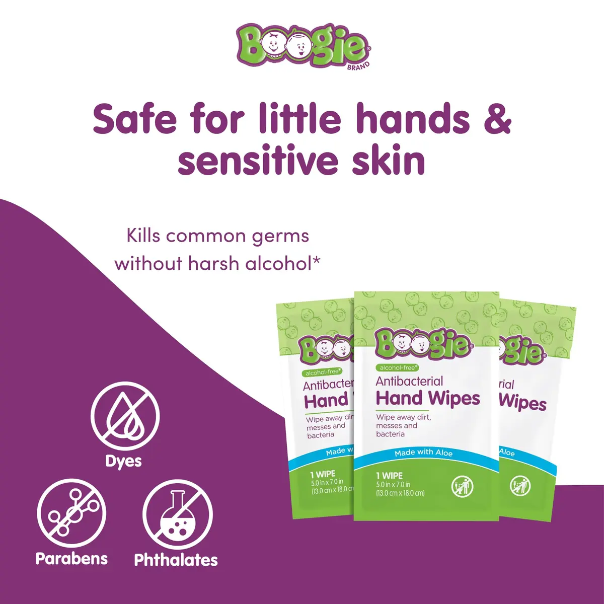 Boogie Antibacterial Hand Wipes 30 Count | Alcohol-Free, Hypoallergenic, Moisturizing for All Skin Types - view 3