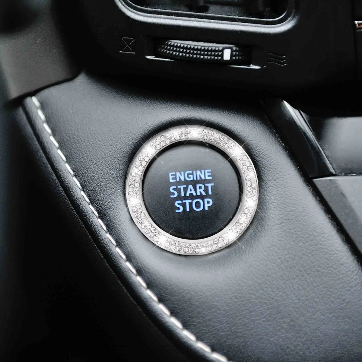 AUKEPO Car Start Button Ring Stickers, Double Silver | Sparkling Interior Decor, Universal Fit - view 6
