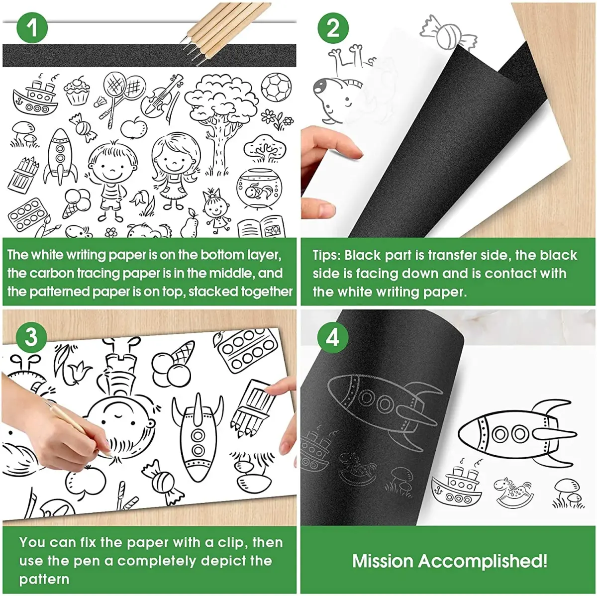 PSLER Blue Carbon Paper for Tracing - 30Pcs A4 Sheets | Graphite Transfer for Art & Crafts - view 4