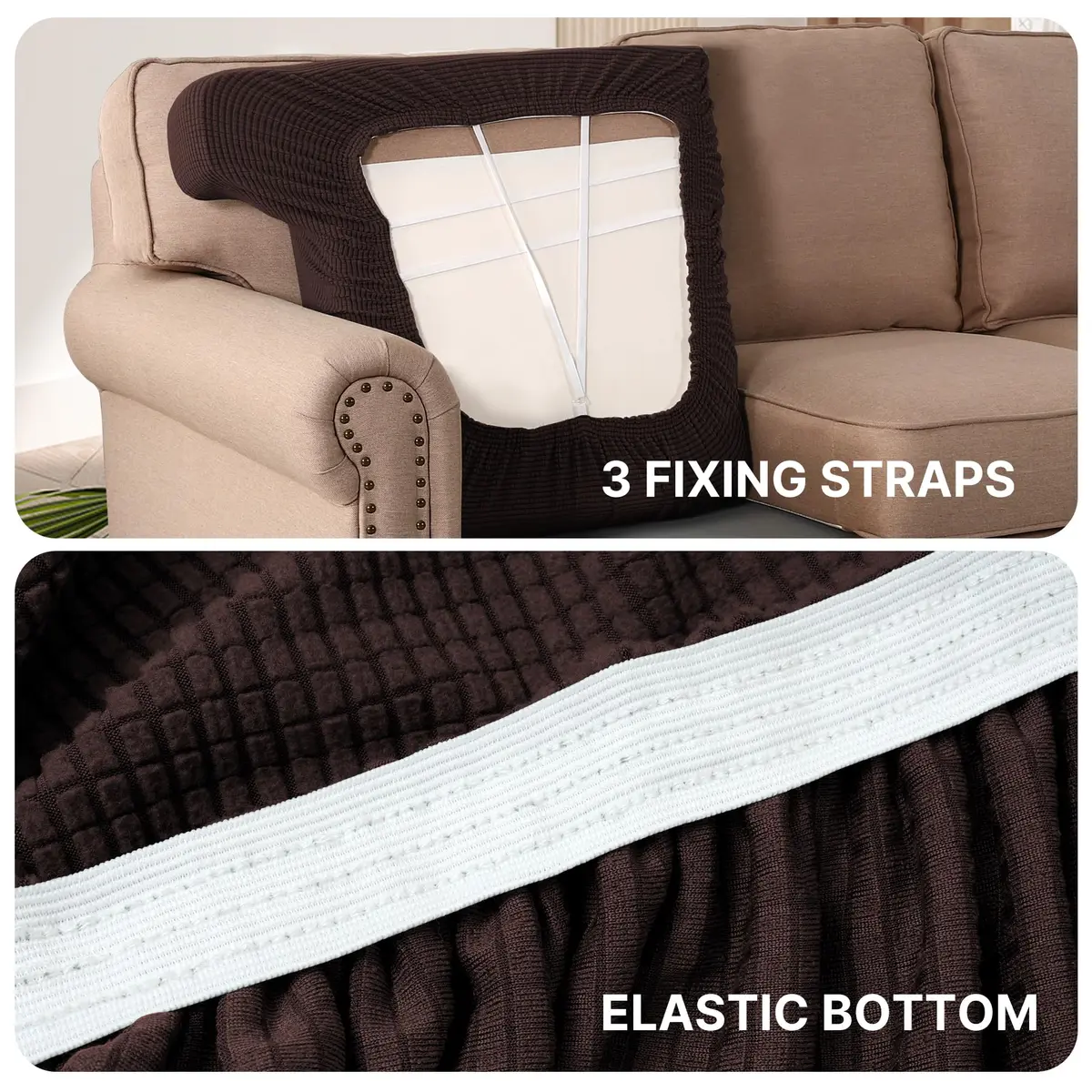 H.VERSAILTEX Stretch T Cushion Chair Sofa Slipcover 32-40" | Thick Jacquard Fabric, Elastic Bands, Protect & Beautify - view 6