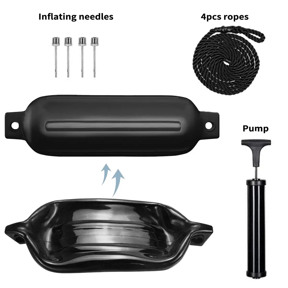 Sailortenx Boat Fenders 4.5'' Inflatable Ribbed Marine Fender 4 Pack | Docking & Yacht Use - view 5