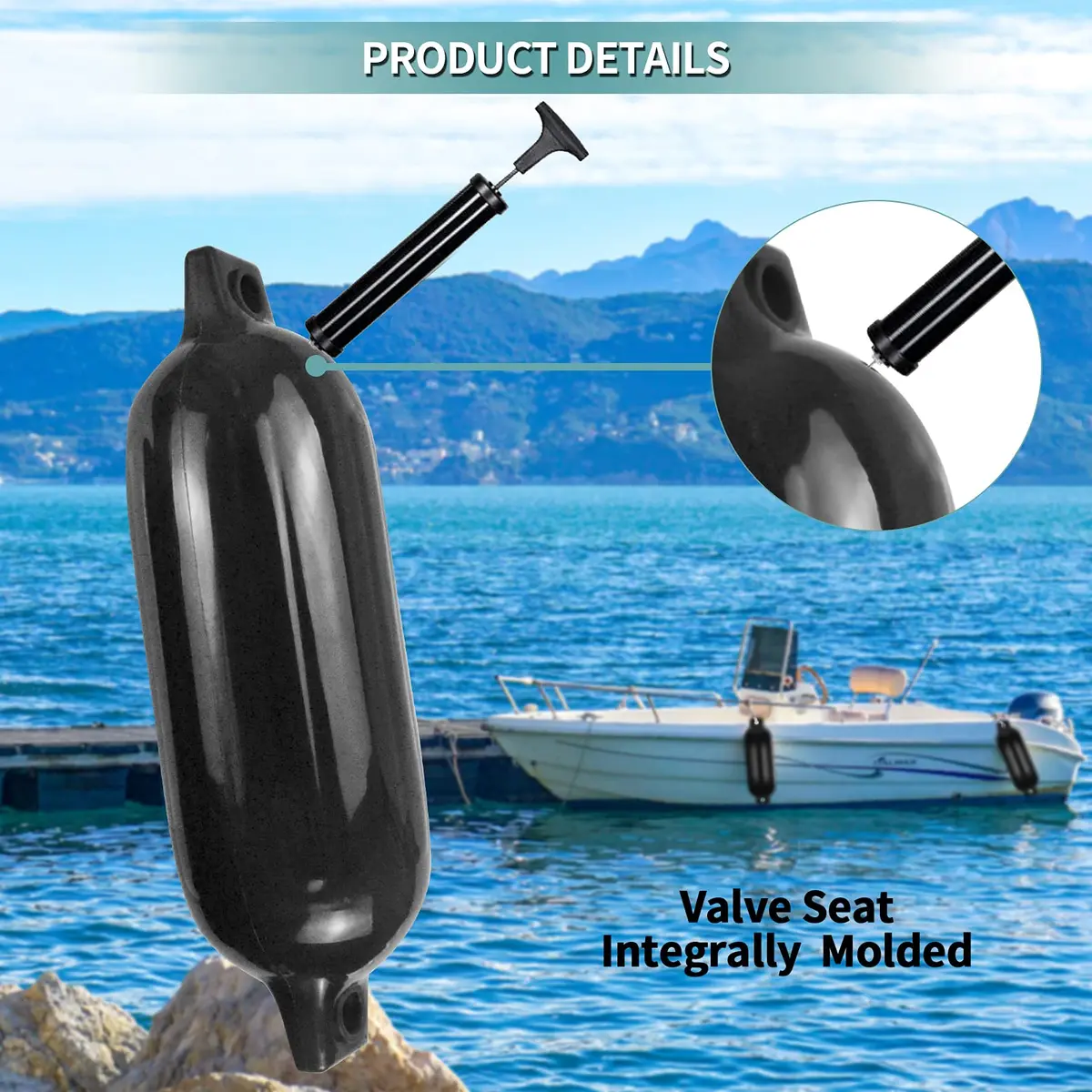 Sailortenx Boat Fenders 4.5'' Inflatable Ribbed Marine Fender 4 Pack | Docking & Yacht Use - view 4
