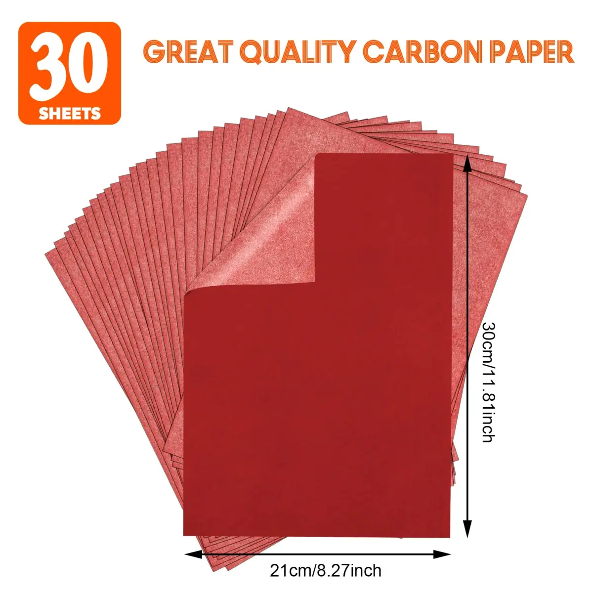 PSLER Red Carbon Paper for Tracing - 30Pcs Graphite Transfer Paper, A4 | Durable Tracing Paper for Art and Crafts - view 2