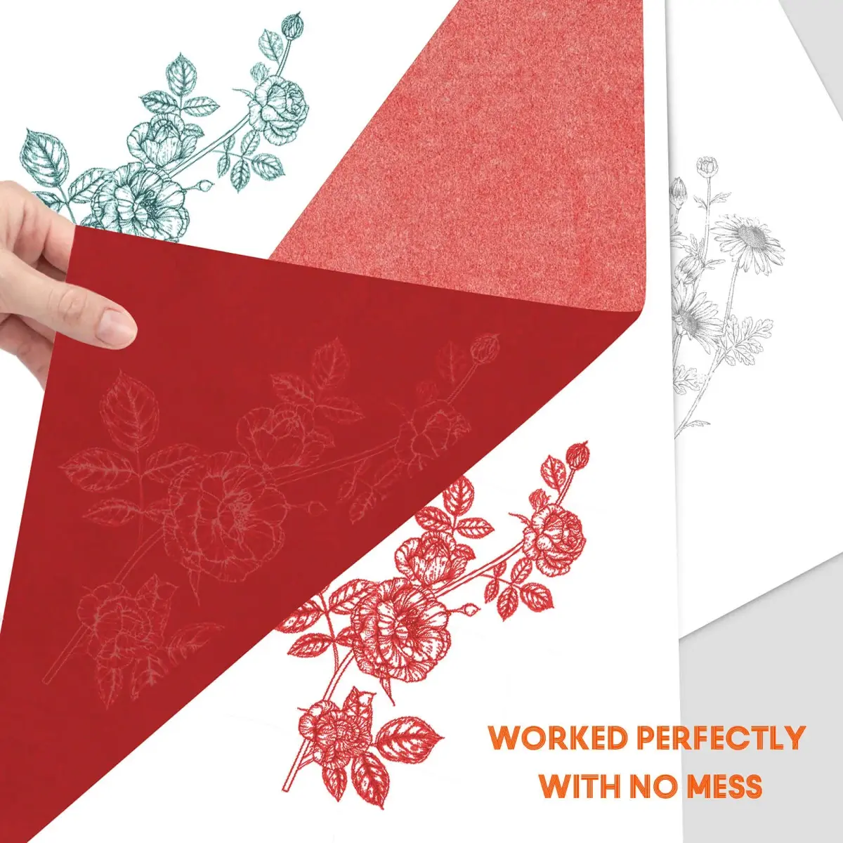 PSLER Red Carbon Paper for Tracing - 30Pcs Graphite Transfer Paper, A4 | Durable Tracing Paper for Art and Crafts - view 3