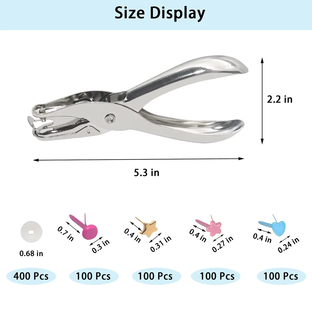 Runloon 400 Pcs Mini Brad Paper Fastener Multicolor Metal Brads with Washers & Hole Punch | Craft & Scrapbooking Supplies - view 6