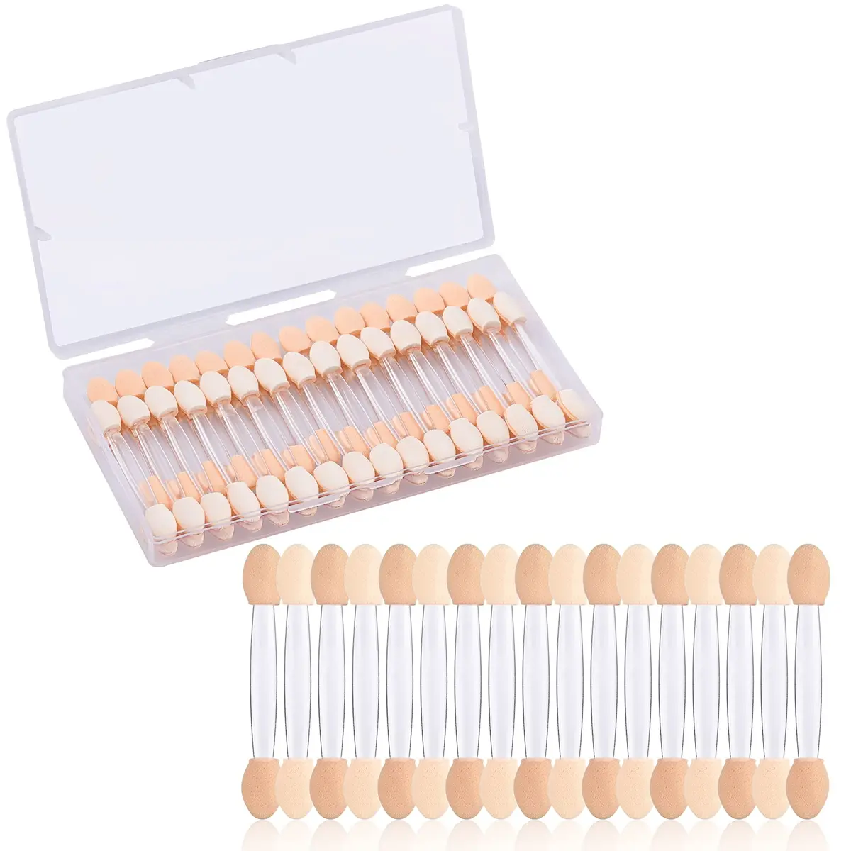 MORGLES Eyeshadow Applicators Sponge Clear Disposable 50PCS | Soft, Dual-Ended, Mess-Free Makeup - main product image