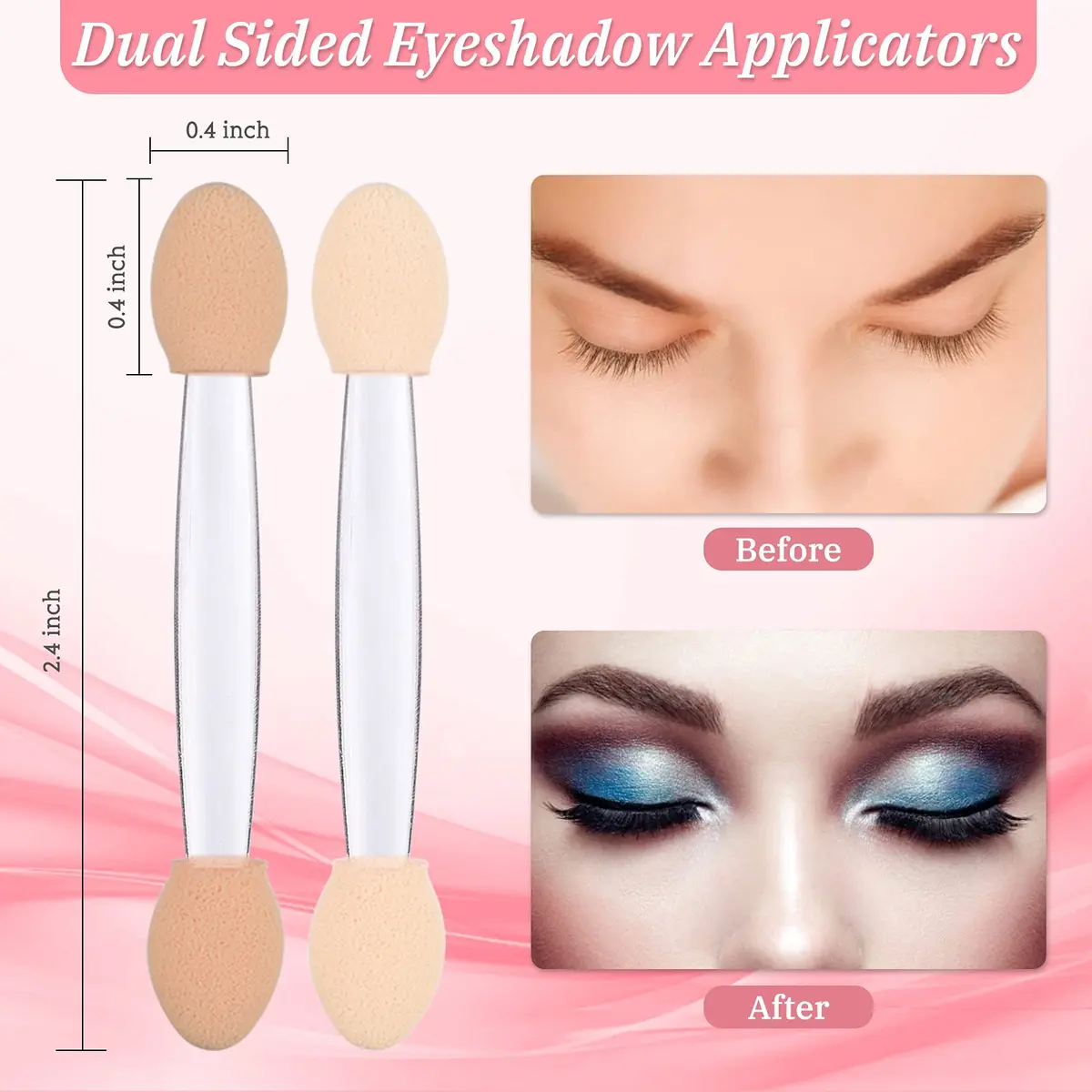 MORGLES Eyeshadow Applicators Sponge Clear Disposable 50PCS | Soft, Dual-Ended, Mess-Free Makeup - view 2