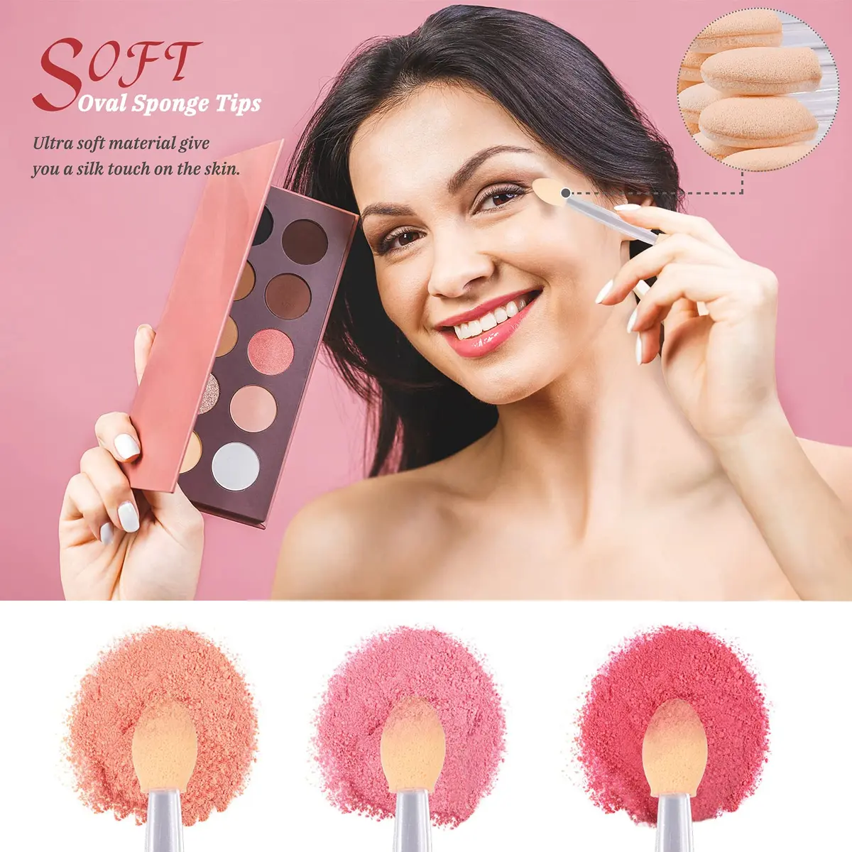 MORGLES Eyeshadow Applicators Sponge Clear Disposable 50PCS | Soft, Dual-Ended, Mess-Free Makeup - view 3