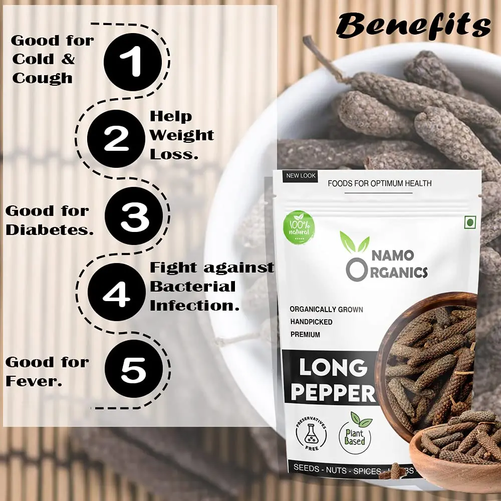 Namo Organics Whole Long Pepper 100 g (3.53 oz) | Authentic Indian Pippali Spice - view 2