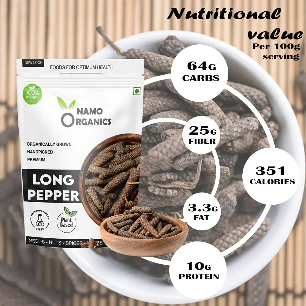 Namo Organics Whole Long Pepper 100 g (3.53 oz) | Authentic Indian Pippali Spice - view 4