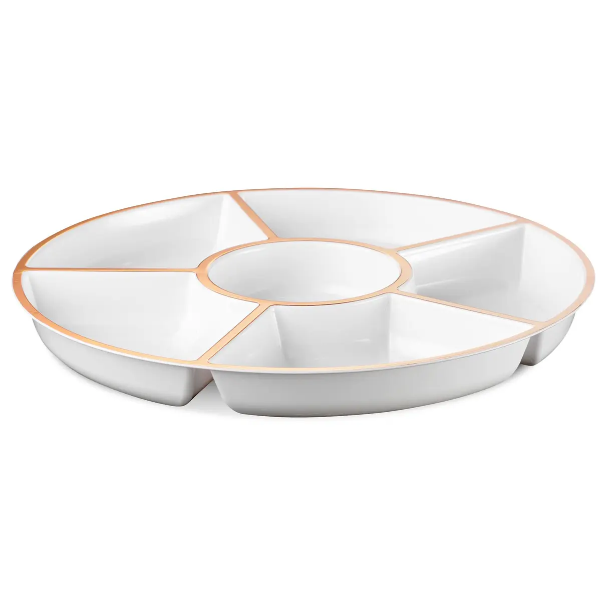 Plasticpro 6 Sectional Round Plastic Serving Tray/Platter 12 inch | Elegant & Heavyweight - view 7