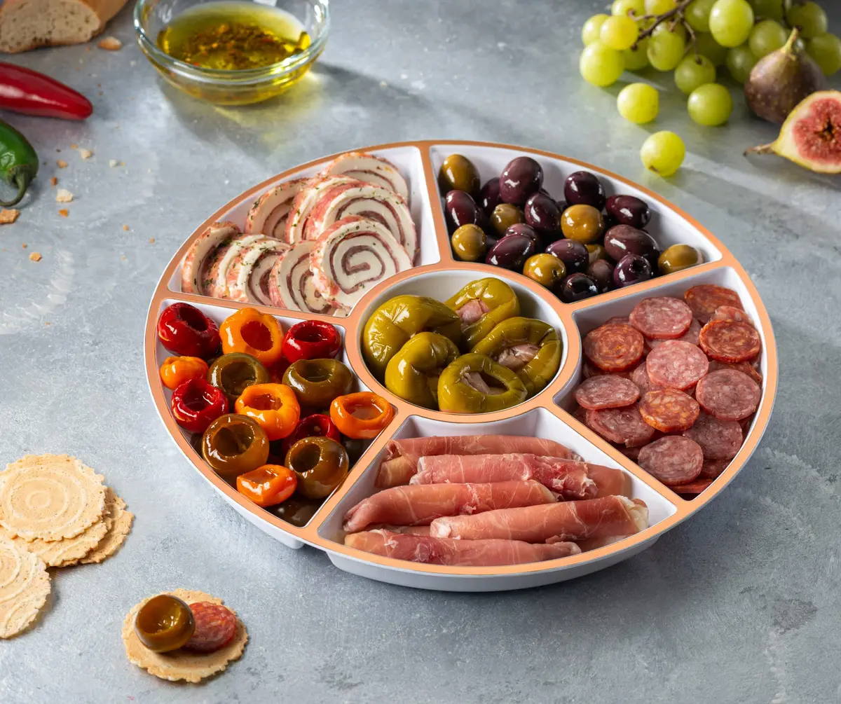 Plasticpro 6 Sectional Round Plastic Serving Tray/Platter 12 inch | Elegant & Heavyweight - view 4
