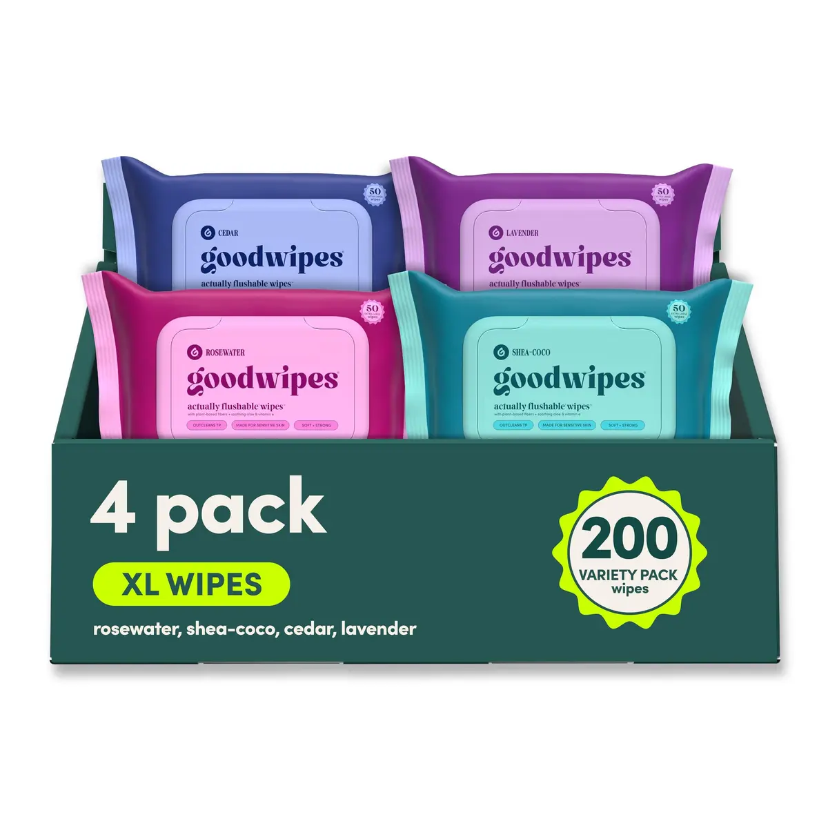 goodwipes Flushable Wipes Variety Pack 240 Count (Pack of 4) | Septic Safe & Biodegradable - main product image