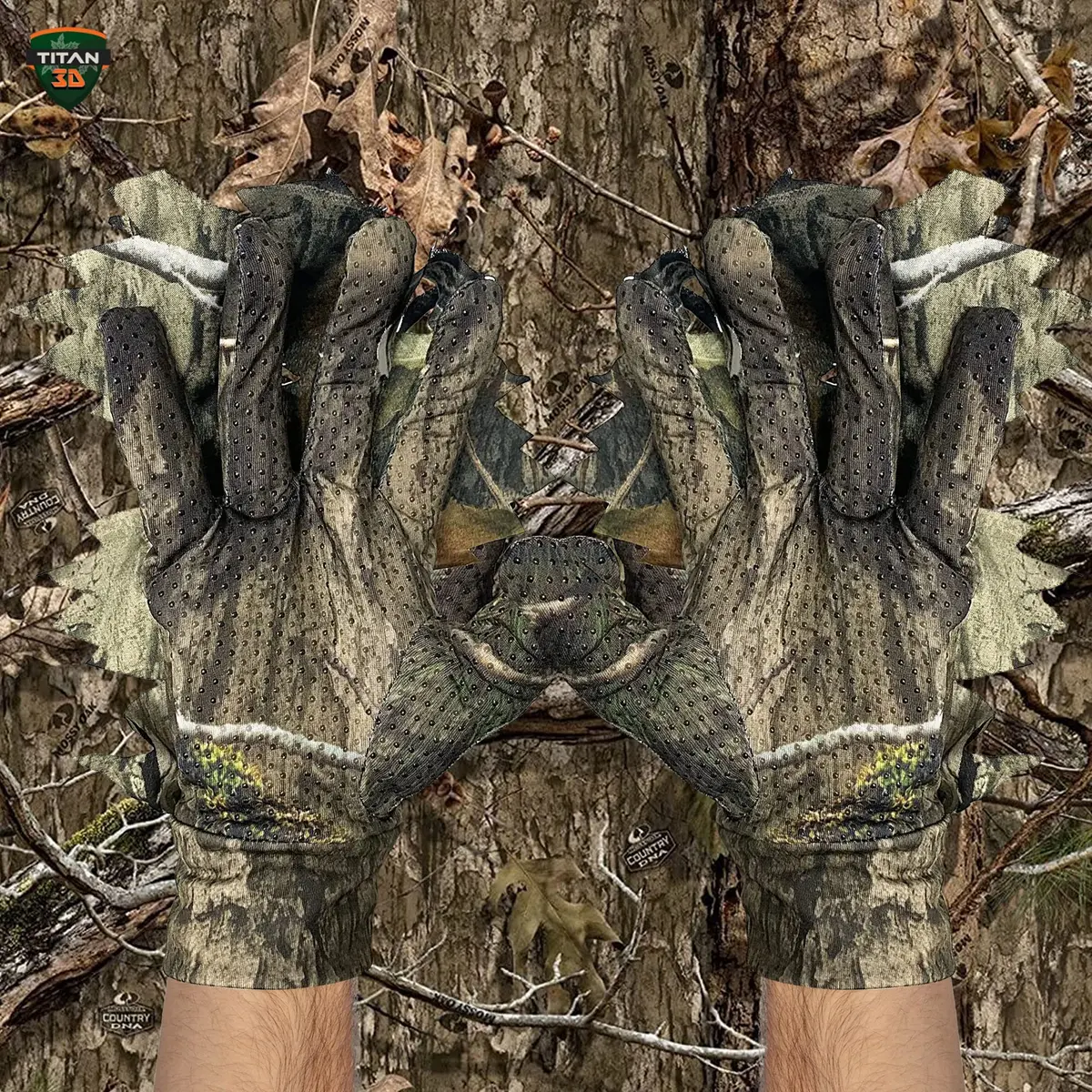 Titan 3D Leafy Gloves for Leafy Suit | Lightweight Camouflage Gloves for Hunting & Shooting - view 3