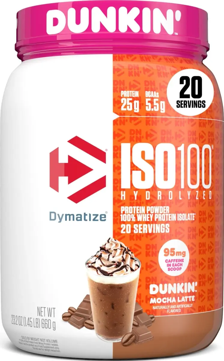 Dymatize ISO100 Protein Powder Mocha Latte 1.34 lb (612 g) | 25g Protein, 5.5g BCAAs, 95mg Caffeine - main product image