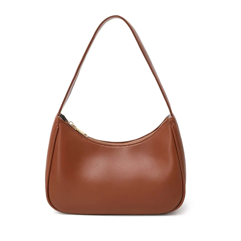 CYHTWSDJ Hobo Tote Handbag Mini Clutch Purse with Zipper Closure, Brown 25.9cm (10.2") x 17cm (6.7") x 9.9cm (3.9") | Cute & Stylish Underarm Bag for Women - main product image