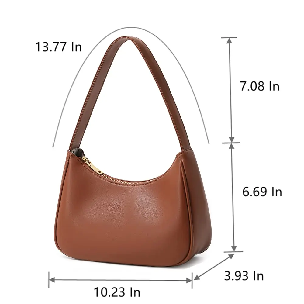 CYHTWSDJ Hobo Tote Handbag Mini Clutch Purse with Zipper Closure, Brown 25.9cm (10.2") x 17cm (6.7") x 9.9cm (3.9") | Cute & Stylish Underarm Bag for Women - view 5