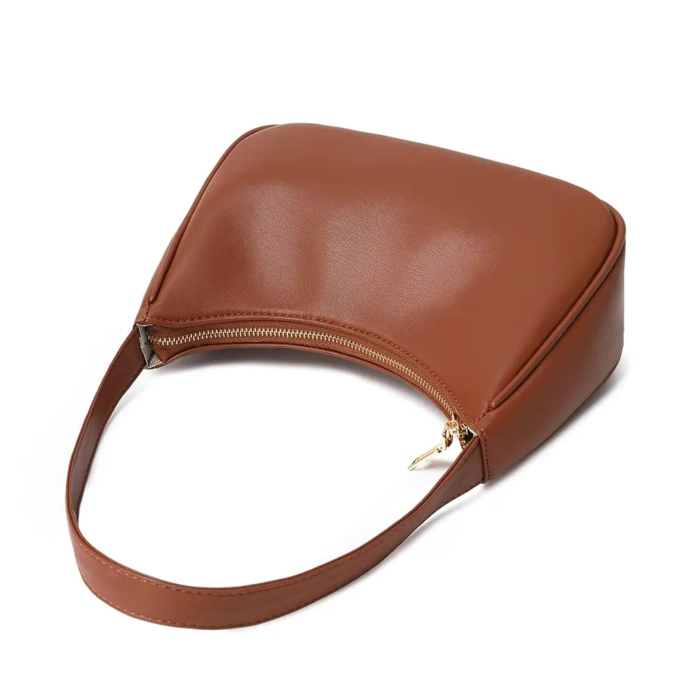 CYHTWSDJ Hobo Tote Handbag Mini Clutch Purse with Zipper Closure, Brown 25.9cm (10.2") x 17cm (6.7") x 9.9cm (3.9") | Cute & Stylish Underarm Bag for Women - view 6