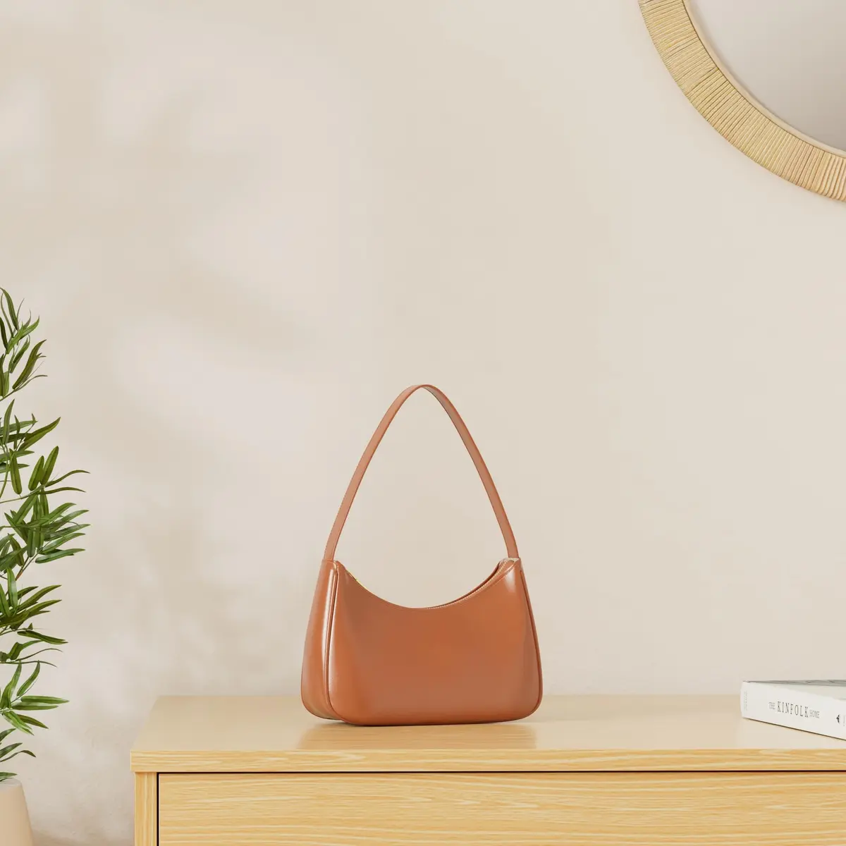 CYHTWSDJ Hobo Tote Handbag Mini Clutch Purse with Zipper Closure, Brown 25.9cm (10.2") x 17cm (6.7") x 9.9cm (3.9") | Cute & Stylish Underarm Bag for Women - view 4