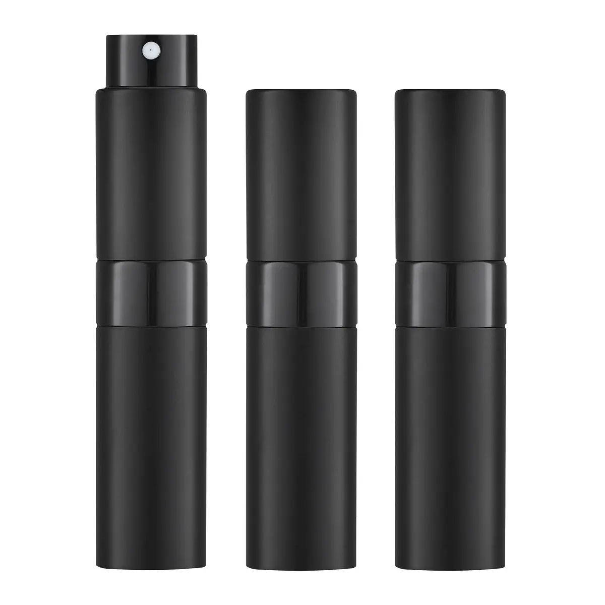 LISAPACK Refillable Perfume Atomizer Spray Bottle 8ml (0.27 Fl Oz) - Pack of 3 Black | Twist-Up Leak-Proof Design - main product image