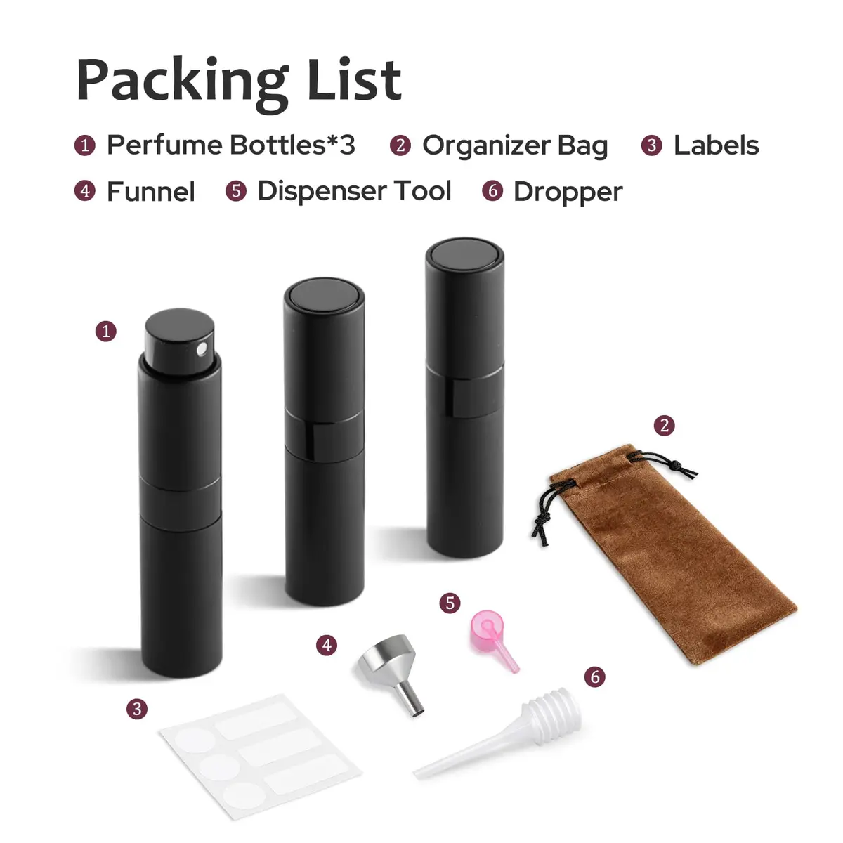 LISAPACK Refillable Perfume Atomizer Spray Bottle 8ml (0.27 Fl Oz) - Pack of 3 Black | Twist-Up Leak-Proof Design - view 9