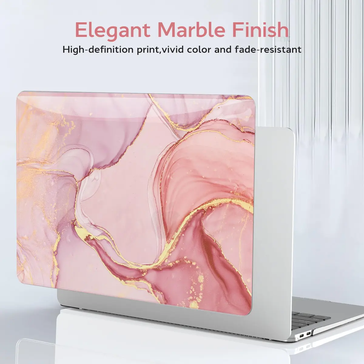 B BELK Pink Marble MacBook Air 13 inch Case 2021 2020 2019 2018 | 3D Effect Marble Hard PC Cover - view 4