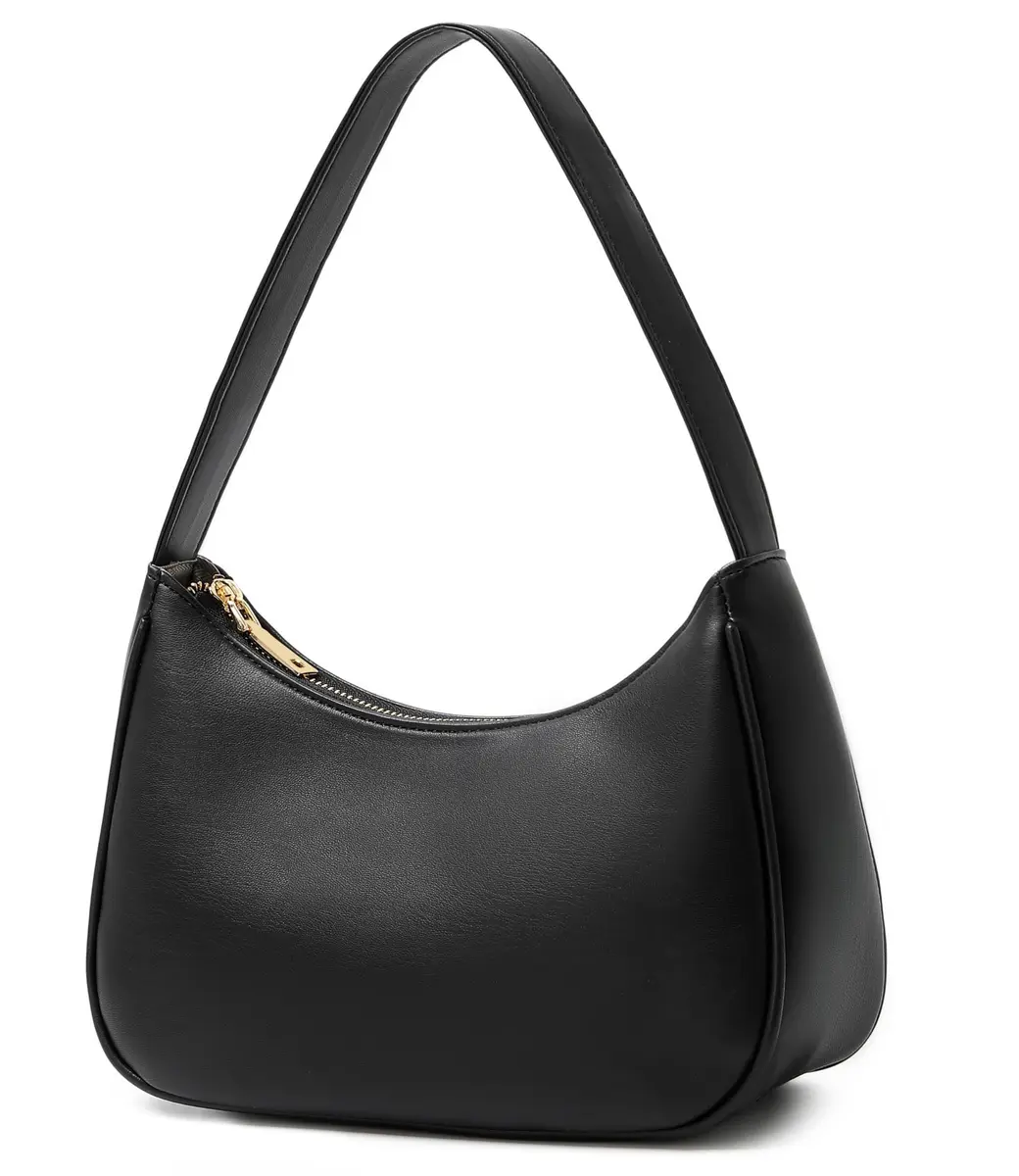 CYHTWSDJ Black Hobo Tote Handbag Mini Clutch Purse with Zipper Closure | Cute PU Leather Shoulder Bag for Women - view 4