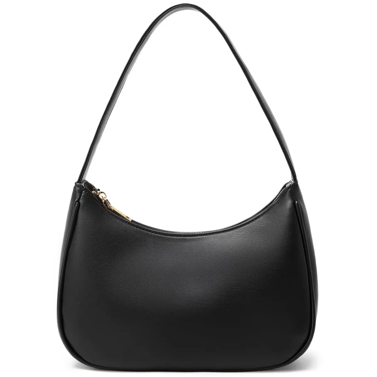 CYHTWSDJ Black Hobo Tote Handbag Mini Clutch Purse with Zipper Closure | Cute PU Leather Shoulder Bag for Women - main product image