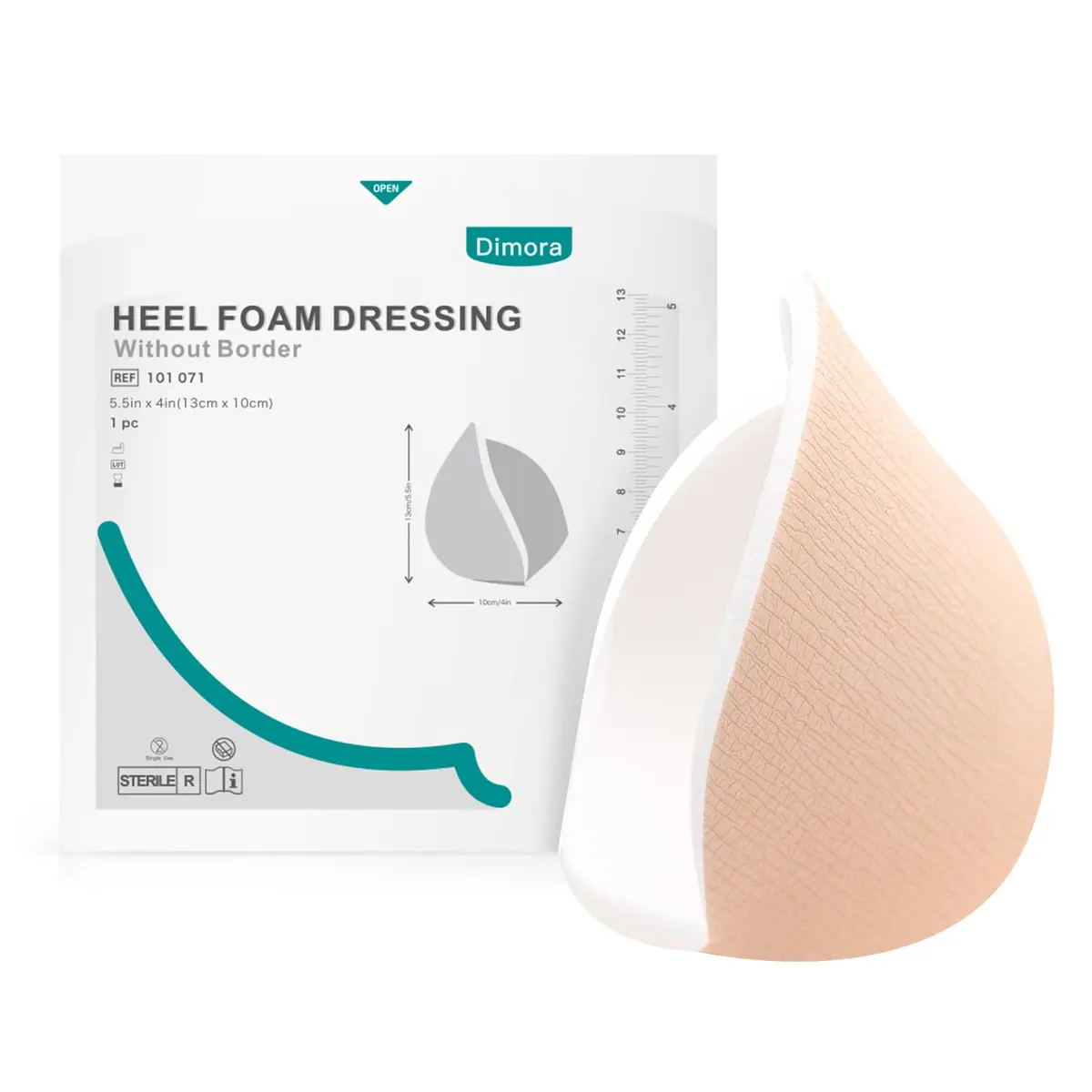 Dimora Heel Foam Dressing, Non-Adhesive Hydrophilic Pads 5.5x4 in Pack of 5 Waterproof for Wound Care - view 5