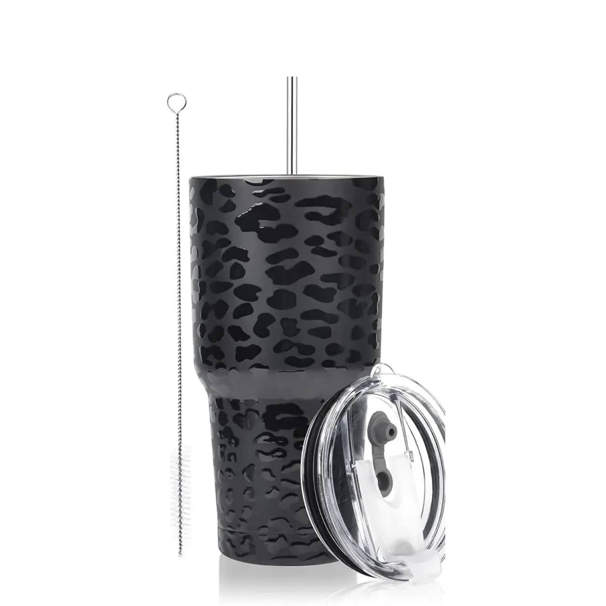 D·S 30oz Leopard Tumbler 890ml (30 fl oz) | Insulated Stainless Steel Travel Mug with Straws - main product image