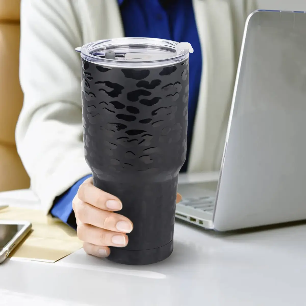 D·S 30oz Leopard Tumbler 890ml (30 fl oz) | Insulated Stainless Steel Travel Mug with Straws - view 6
