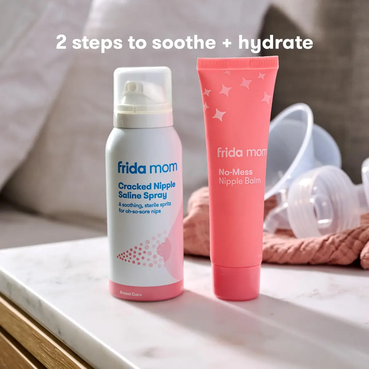 Frida Mom Nipple Saline Spray and Balm Set | 2 fl oz (59ml) Spray, 1.5 fl oz (44ml) Balm | Soothes & Hydrates Sore Nipples - view 2