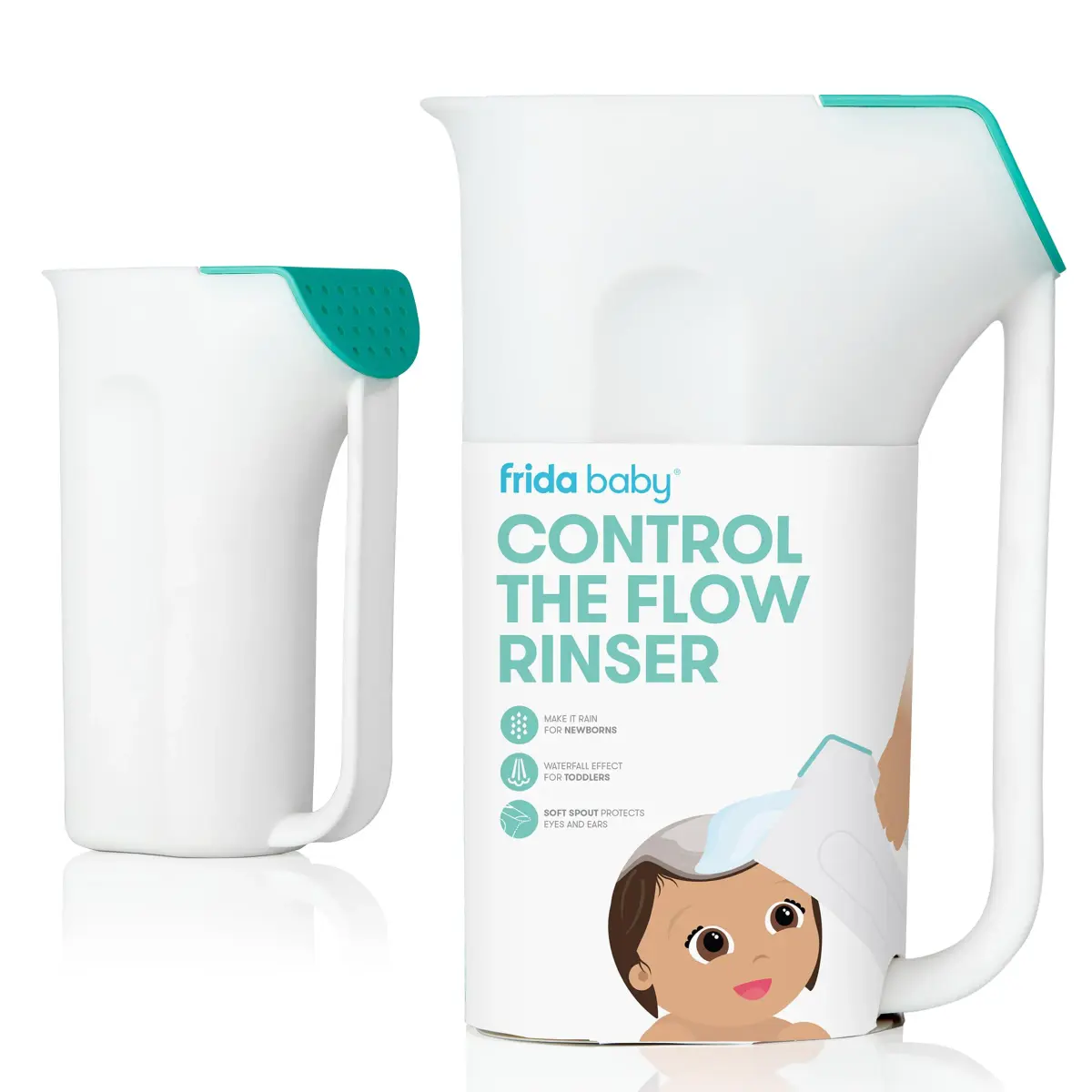 Frida Baby Control The Flow Bath Rinse Cup 710ml (24 Ounces) | Tear-Free Hair and Body Rinser with Dual Pour Spout - main product image