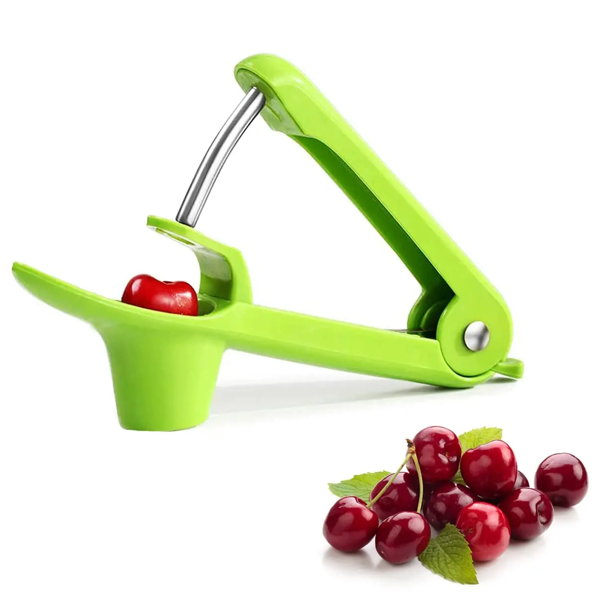 Racoshk Cherry Pitter Tool, Green | Food-Grade Stainless Steel & ABS, Easy to Use & Clean (1 Count) - main product image